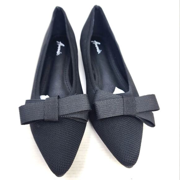 New Black Ballet Flats Breatable Fabric Pointed Toe Work Office Slipons Size 8 - Picture 1 of 10